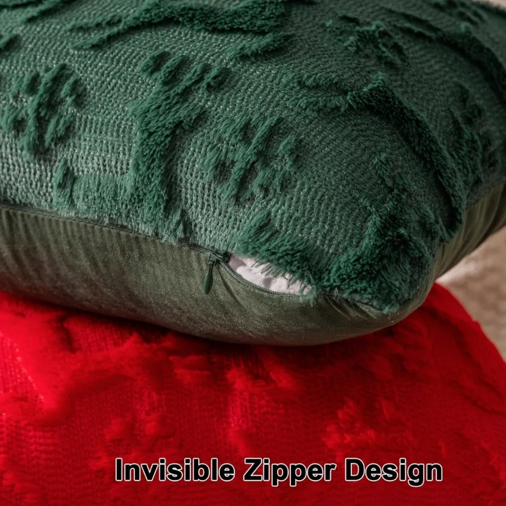 Snowflake and Sleigh christmas Pillow Covers‎ (Green, 20